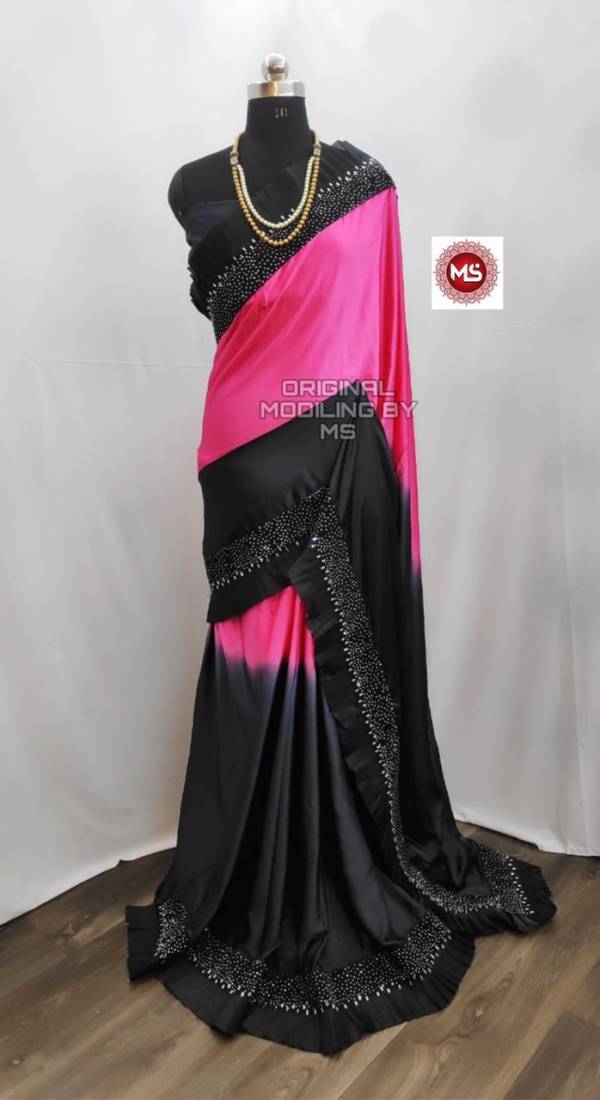 Latest Party Wear Saree Collection With Raffle and Diamond Work with Banglori Silk Diamond Work Blouse  
